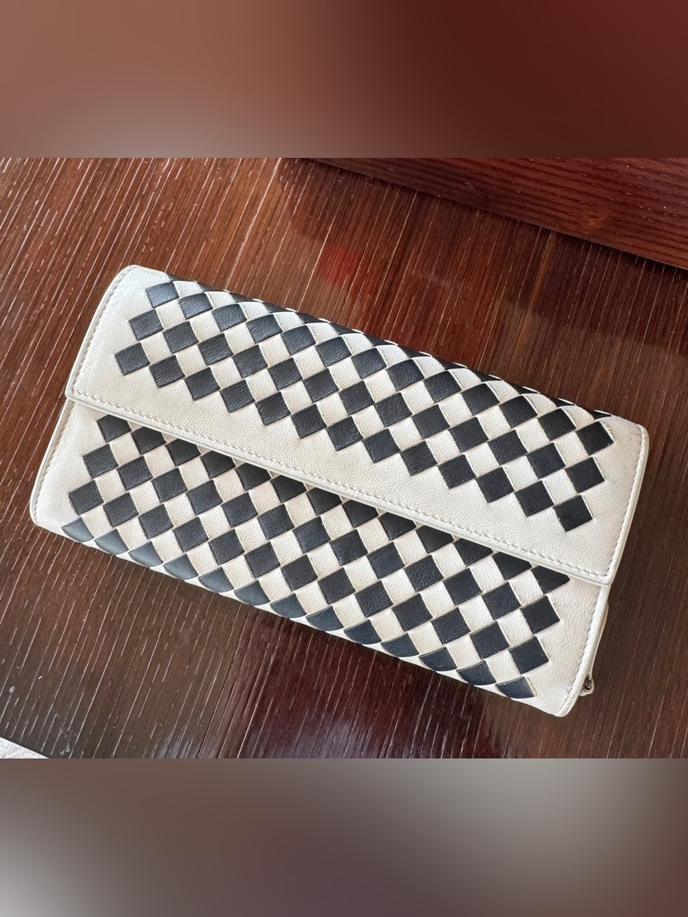 Bottega Veneta Black and Mist Intrecciato Wallet